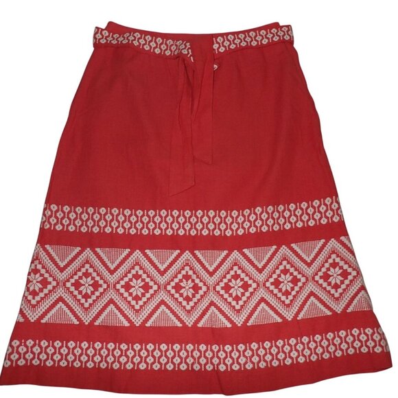 Pelux Dresses & Skirts - Vintage 50s Pelux Guatemala Folk Skirt Women S Orange White Handwoven Embroidery